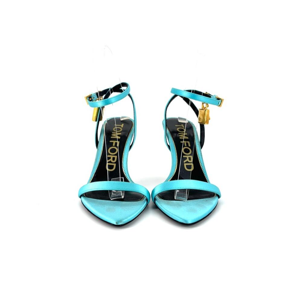 Tom Ford Padlock and Key Aqua Strappy Pointed Toe Heeled Sandals 38 - Picture 6 of 8